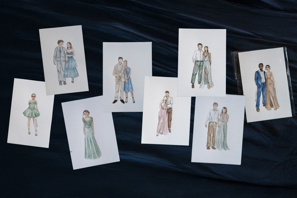 Live Illustrations, watercolour, fashion illustration, vivisvorld, live illustration, couples, evening dress
