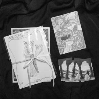Live Illustration Wedding Samples, beautiful packaging, business cards, postcard, illustration design