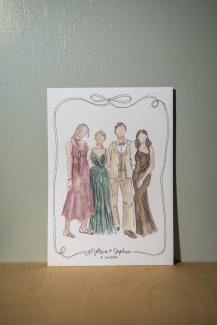 a live illustration with watercolour in the style of a fashion illustration lf a family by vivisvorld