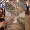 a live illustration of a wedding couple, watercolour, aesthetic, live drawing, A3, personal artwork