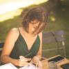 photo of a live illustration artist, Switzerland, fashion illustration with watercolour, drawing the guests of a wedding